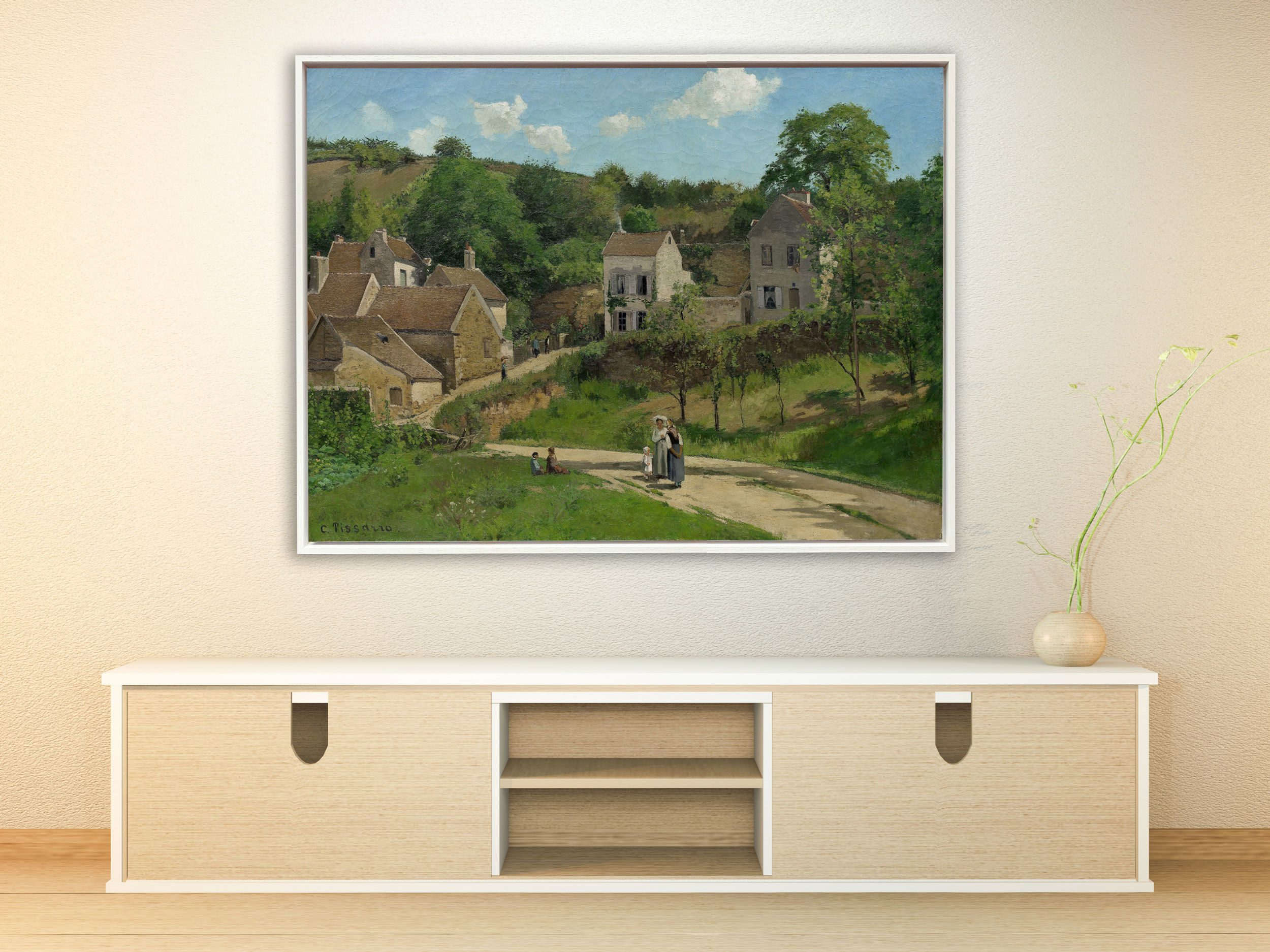 Camille Pissarro - L’Hermitage à Pontoise, Rahmen Schattenfuge weiß